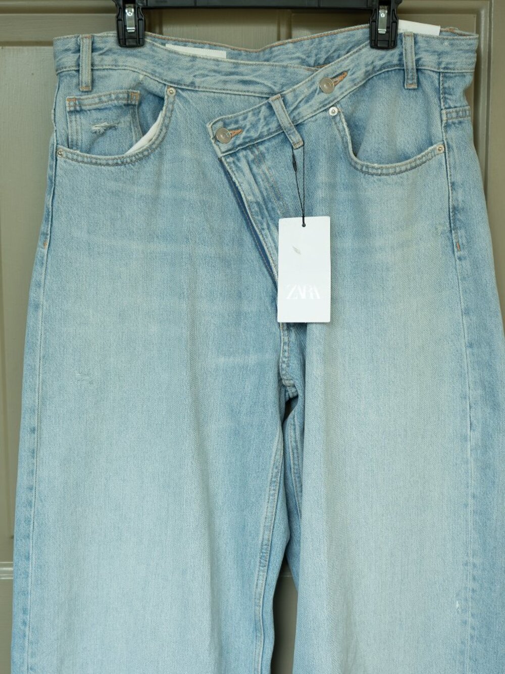 Zara Cross Over Waist Jeans High Waist TRF Wide Leg Slouchy Indie Streetwear - Picture 4 of 13